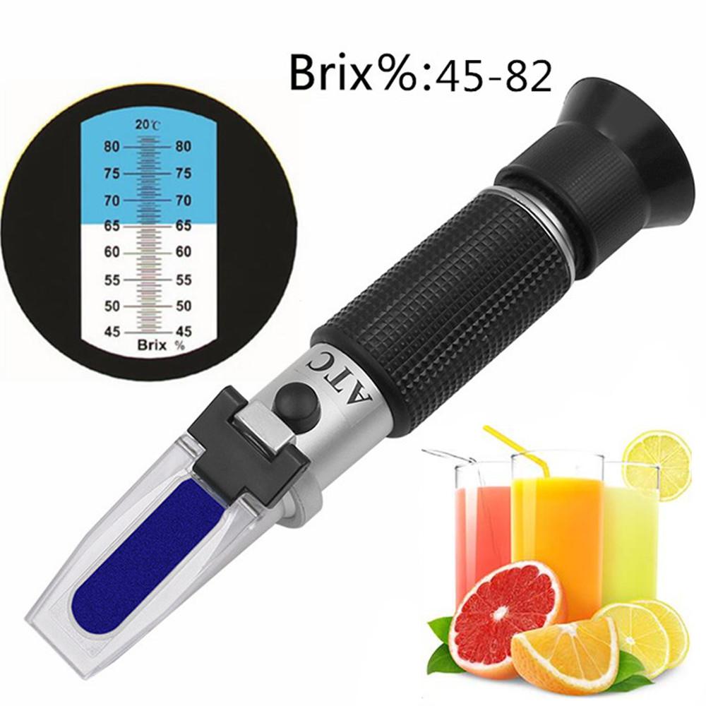 Hand Held 45-82% Sugar Honey Minimum Division 0.5%Brix Content Fruit Juice Liquids ATC Refractometer Brix Meter Refractometer