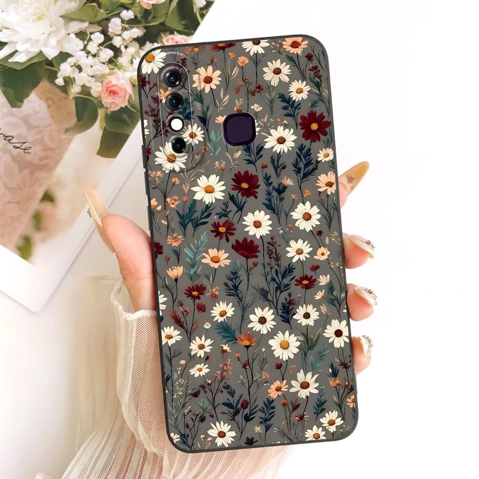 For Infinix Hot 8 / Hot 8 Lite X650 X650C X650B X650D Cute Cat Flower Cartoon Phone Case Shockproof Soft Silicone Covers Bumpers