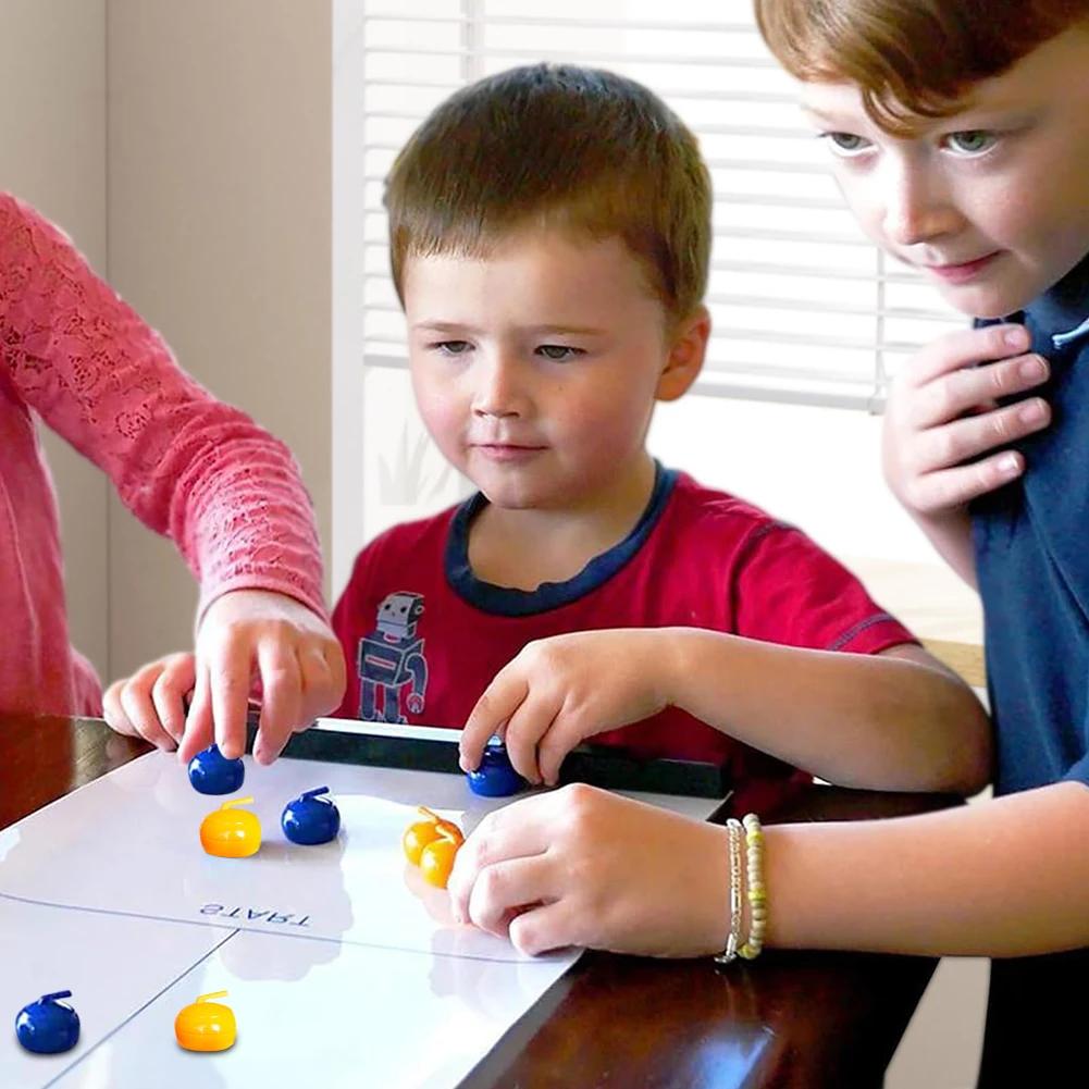 Tabletop Curling Game with 8/16 Tabletop Curling Stones Compact Curling Board Game Sport Party Game Equipment for Kids & Adults