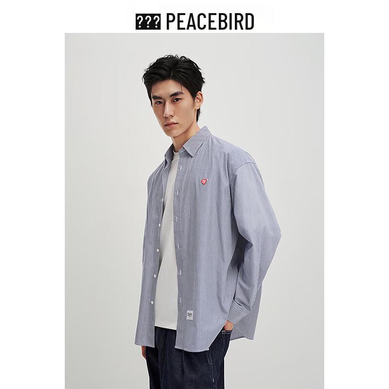 Мужская повседневная клетчатая рубашка Peacebird с вышивкой