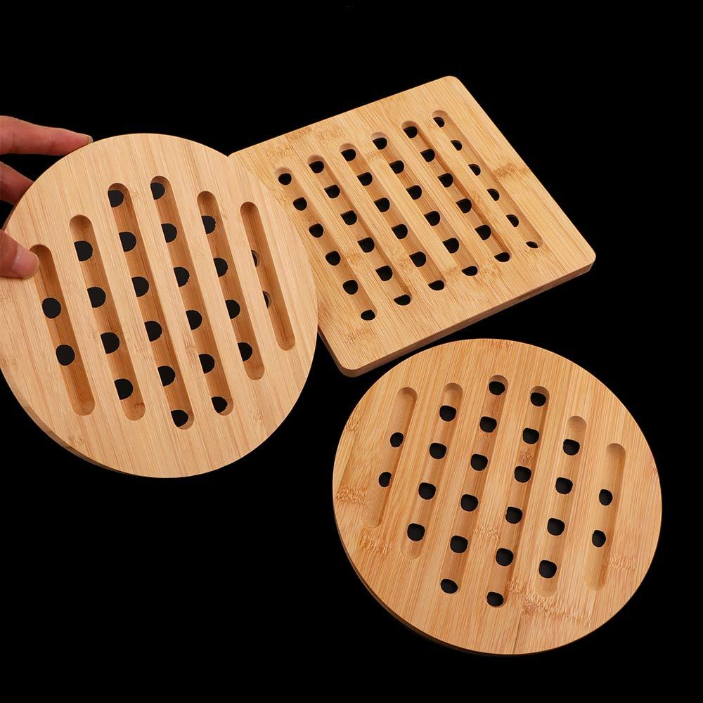 Hollow Eco-friendly Bamboo Natural Heat Resistant Dishes Holder Pot Trivet Pan Stand Insulation Mat