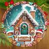 Wooden Christmas Sign with Snow House & Gingerbread Man Pattern - Navidad Welcome Sign for Front Door Wall Hanging Decor - Ideal Christmas Gift