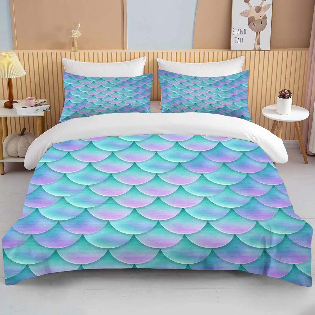 Fantasy Fish Scale Art Print Bedding Set Duvet Cover 1 Duvet Cover 2 Pillowcases Adult And Children Bedding Set Luxury Gril Gift
