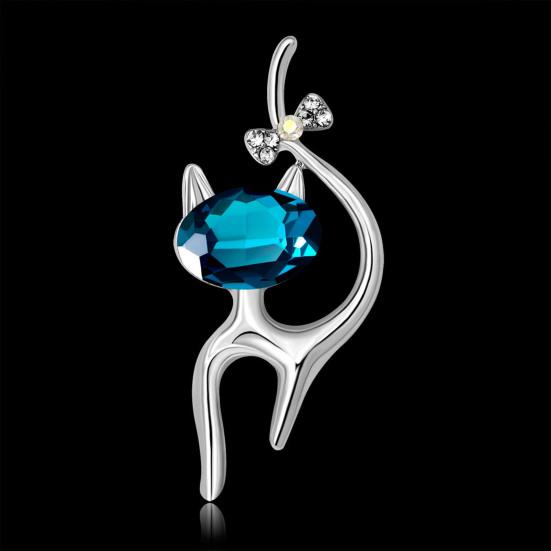 Милая брошь в форме кота, блестящие стразы, инкрустация, женская булавка на лацкане, шарф из искусственного шелка, пряжка для кардигана, сумка для пальто, значок животного, ювелирное изделие, подарок