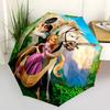 1pc Tangled Rapunzel & Flynn Rider Auto Open Close Umbrella, Portable 3-Fold Design with 8-Bone Iron Frame, Outdoor, for Fans, Travelers, Da