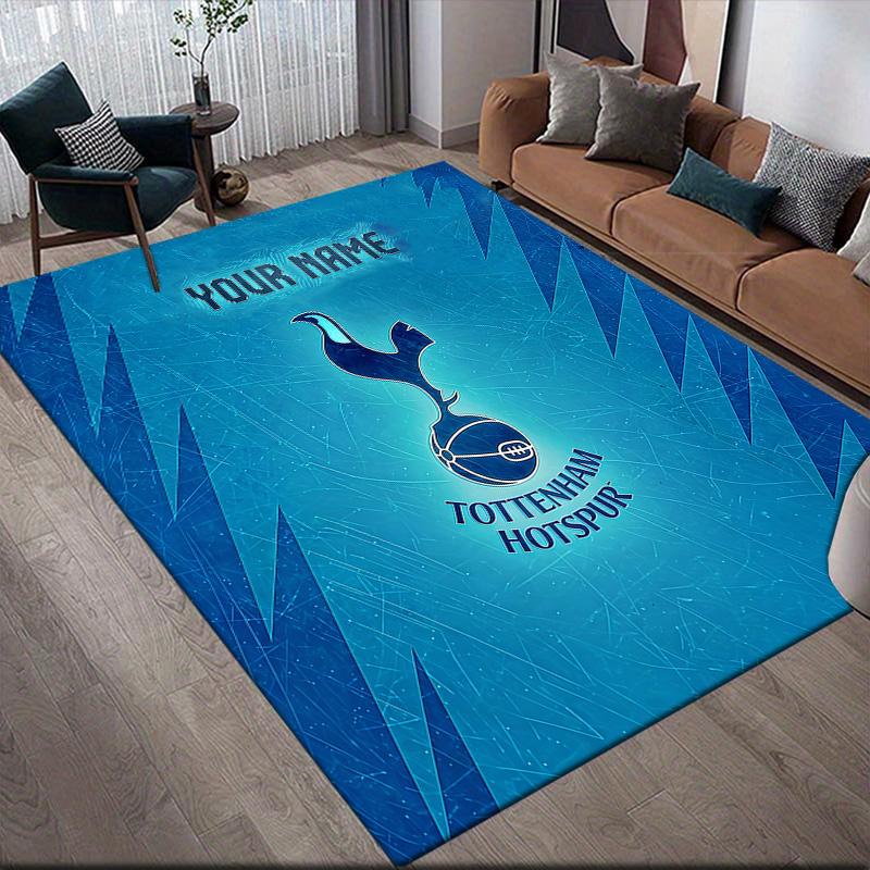 Custom Name Tottenham Flannel Pattern Square Carpet,Area Rug,Carpet Rug for Living Room Bedroom Sofa Playroom Decor,Non-slip Floor Mat