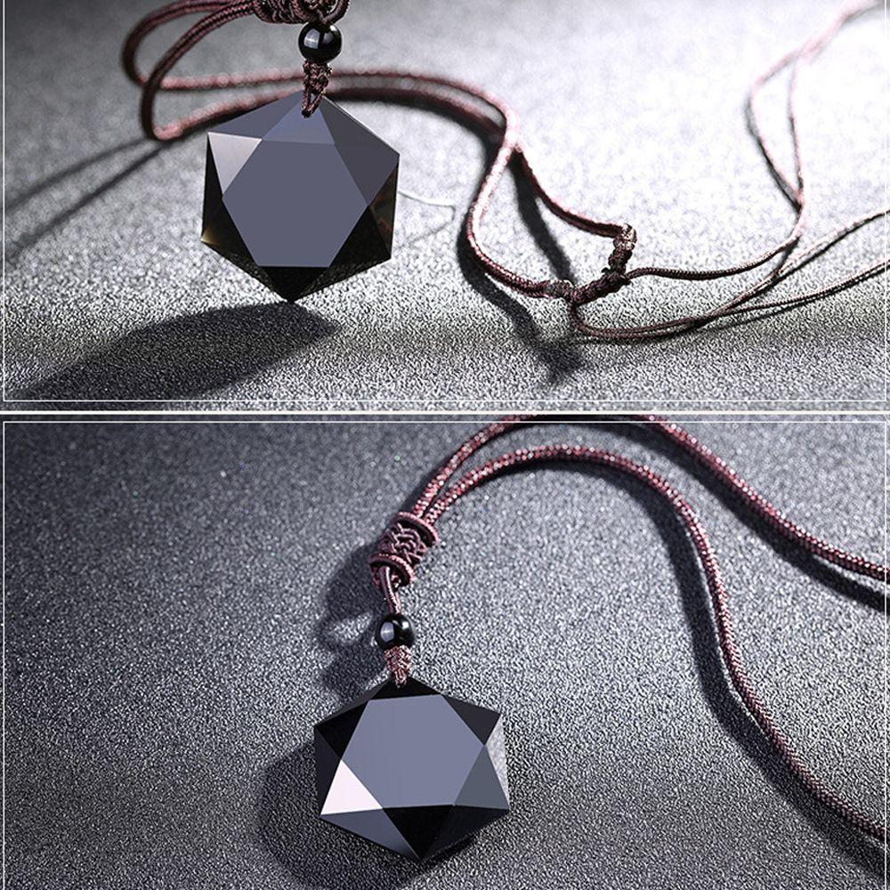 Модное модное благословение, черное счастливое украшение, ожерелье в форме гексаграммы, амулет, кулон из обсидиана