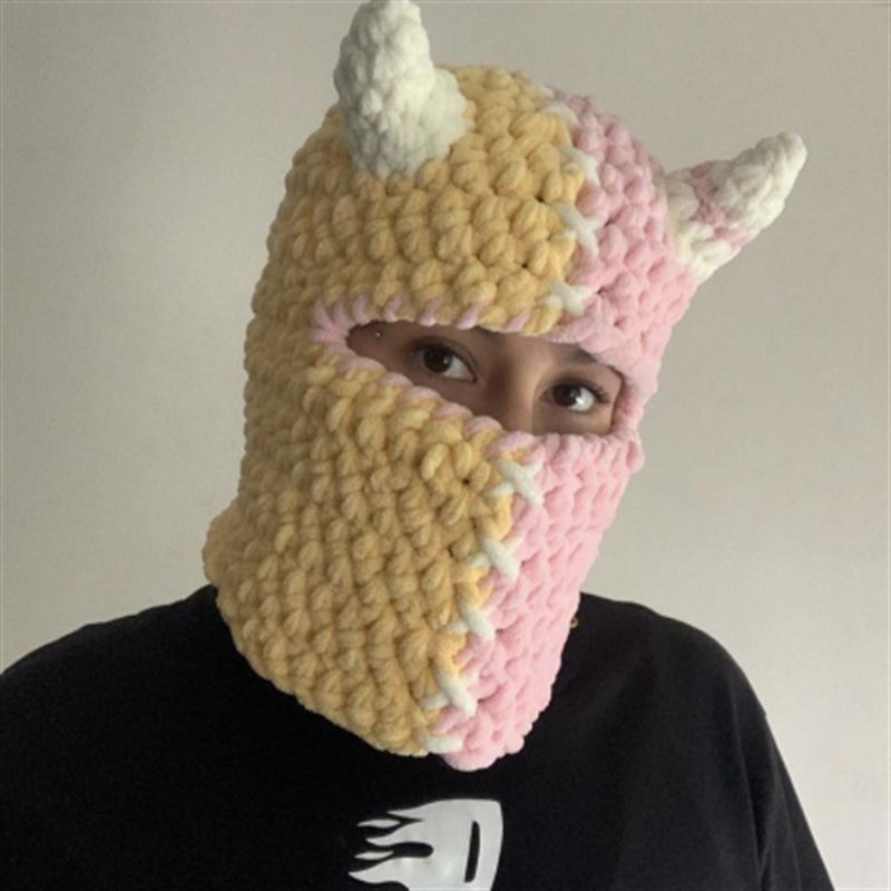 Pure Hand Knitted Skull Funny Polygonal Hat Balaclava Adult Hat