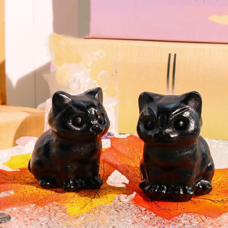 Статуэтки кошек из кристаллов Фигурки котенка Скульптура кошки Декоры для кошек Украшение для офиса Домашние украшения для стола