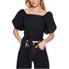 Levis Однотонная рубашка с квадратным вырезом и короткими рукавами-буфами Женские топы Черный 29298-0001