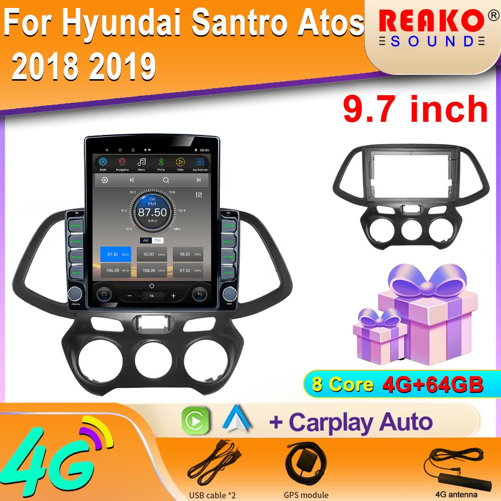 9,7-дюймовый вертикальный экран Tesla Android автомобильное радио для Hyundai Santro Atos 2018 2019 GPS-навигация мультимедийный экран плеер