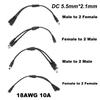 18awg 10A DC Power Cable1 To 2 Way Male Female To 2 Male Female Splitter 5.5x2.1mm Connector Plug Extend CCTV Camera 5.5mm 12V