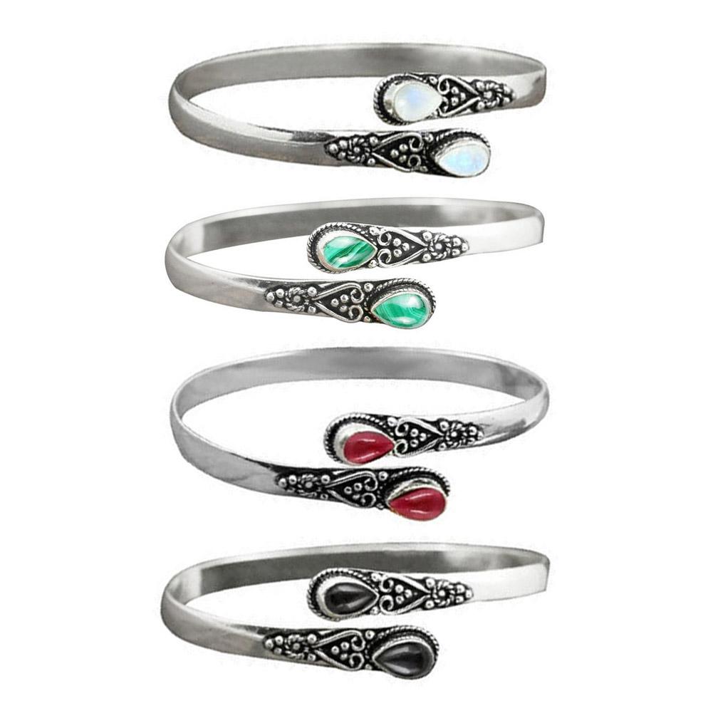 Vintage Blue Amber Stone Open Adjustable Bracelet For Men Casual Jewelry Cuff Women Bracelet Gi K4X8