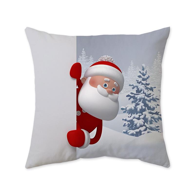 Santa Claus Snowman Holiday Pillow Case Gift Sleeper Sofa Bedroom Bedside Imitation Super Soft Pillow Back Pillow Case