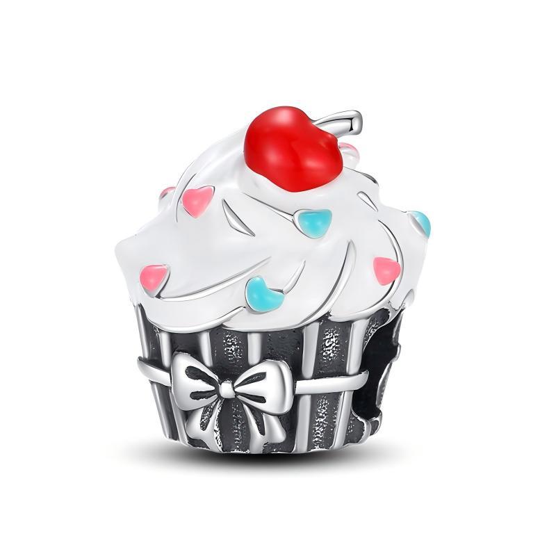 S925 Silver Cherry Charm Beaded Bracelet DIY Handmade Jewelry Accessories Ice Cream Cake Beads