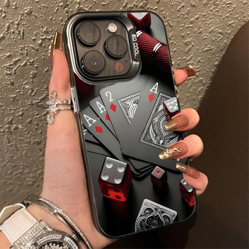 Покер для iPhone 16 11 12 13 Pro 14 15 Plus 16 Pro Max Противоударный Ультратонкий Жесткий Чехол Защитный Чехол для Телефона для Чехла iPhone 16