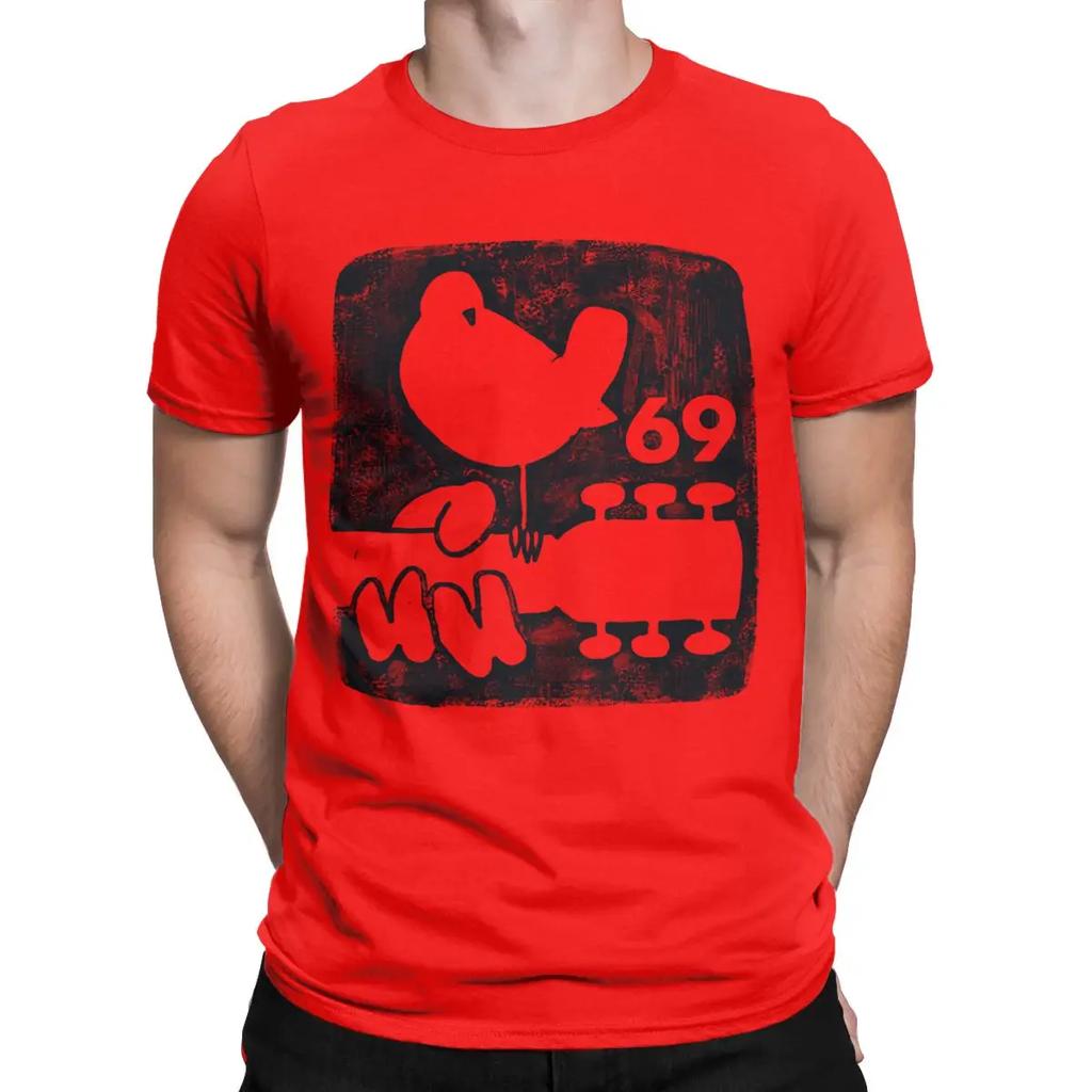 Men T-Shirts Woodstock Summer 69 Awesome 100% Cotton Tees Short Sleeve T Shirt Round Collar Clothing Gift Idea