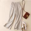 Cotton and Linen Wide-leg Pants Women's Summer Linen Women's Pants Thin Large Size Loose Nine-point Casual Pants High Waist Straight Pants