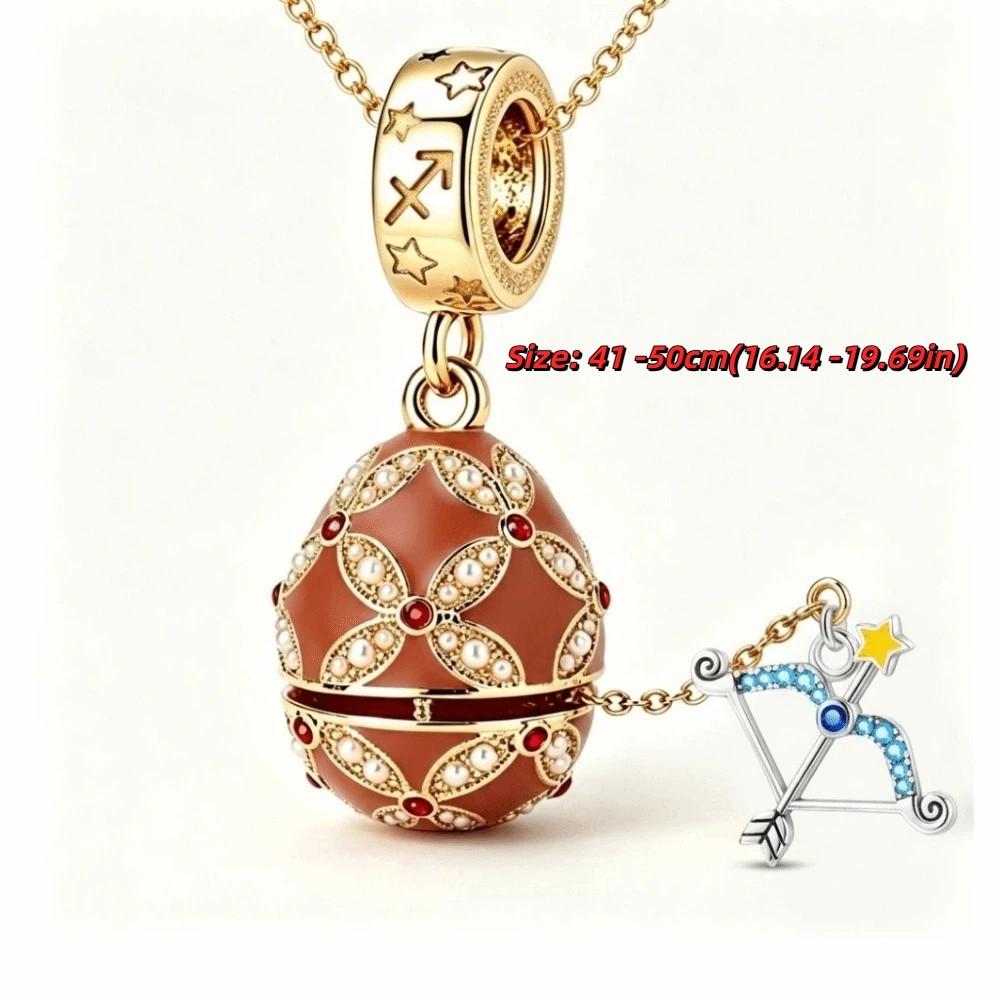 Hollow Locket Russian Egg Necklace New Chinese Style Openable Egg Pendant Women