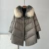 Female Loose Outerwear Fashion Down Jacket Overcoat Women Winter Coat White Duck Down Jacket With Big Woolen Collar Coat