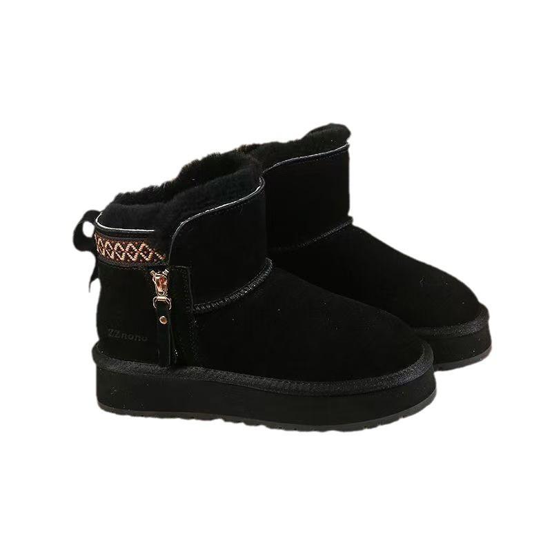 2024 осень-зима взрыв бархатные утолщенные короткие хлопковые ботинки северо-восточные большие хлопковые ботинки женские универсальные зимние ботинки на толстой подошве с боковой молнией