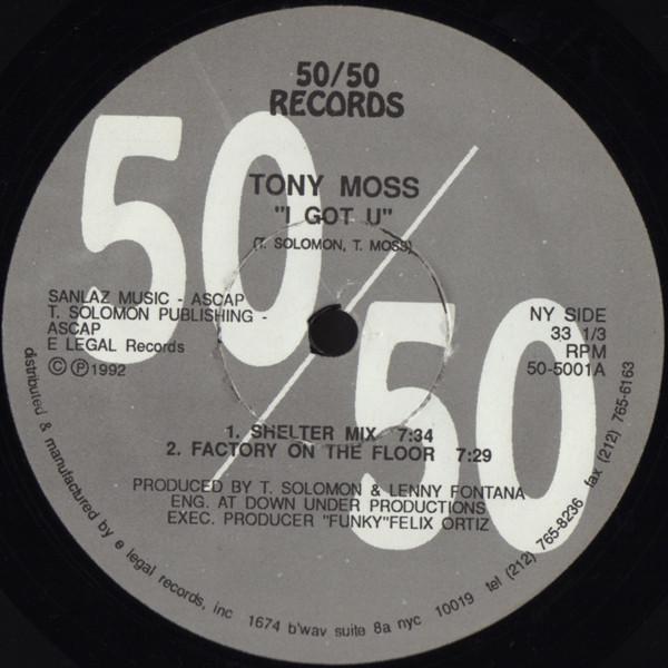 12-дюймовая пластинка TONY MOSS - I Got U 505001 50/50 Records 1992 США Танцевальная и электронная музыка Б/У