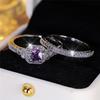 Роскошные квадратные кольца с кристаллами и фиолетовым цирконием для женщин, винтажное цветное обручальное кольцо, свадебные украшения, подарок на помолвку