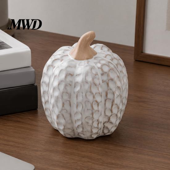 Autumn Harvest Table Centerpieces Ceramic Pumpkin Fall Centerpiece, Realistic Fake Figurine Modern Room Ornaments for Halloween Thanksgiving, Kitchen