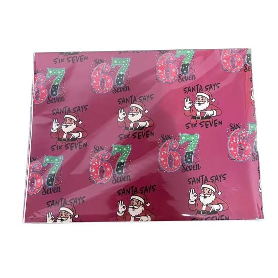 1 Roll Christmas 67 Santa Wrapping Paper Six Seven Meme Gift Box Packaging Paper Tear-Resistant Present Wrap Packing Paper Sheet