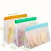 3pcs Reusable Silicone Food Bags 3-Pack - Leakproof Freezer & Storage Bags for Travel/Home Use