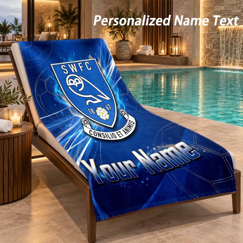 Пляжное полотенце с индивидуальным текстом Sheffield Wednesday FC, большое полотенце для дома, ванной комнаты, пляжа