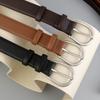 Women S Genuine Leather Belt Silver Buckle Fashion Casual Versatile Accessory