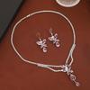 Premium Princess Full Diamond Leaf Necklace Earrings Set Court Zircon Set Chain Dress Accessories