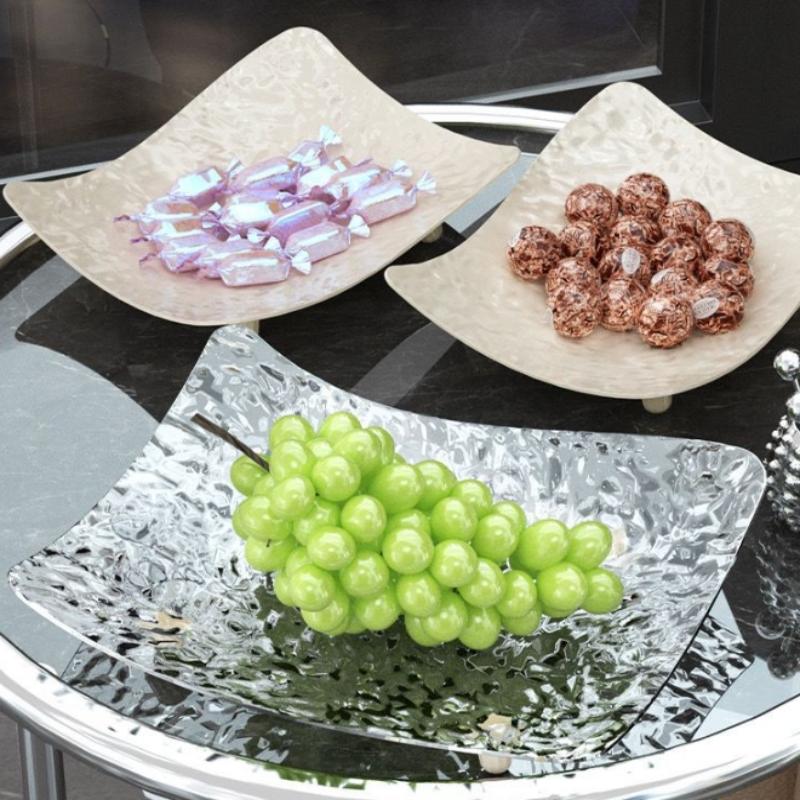 Прозрачные квадратные фруктовые тарелки Гостиная Орехи Закуски Фруктовое блюдо Стол для вечеринки Конфеты Еда Поднос для хранения Фруктовая тарелка Костяная тарелка