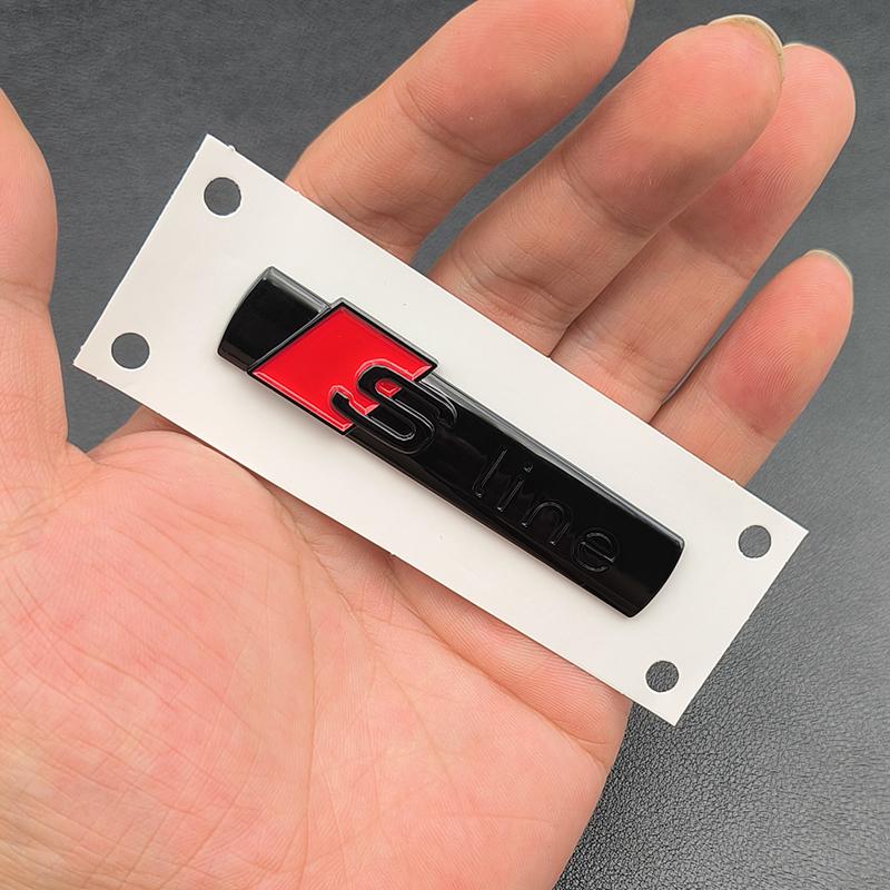 3D ABS Chrome Black Sline Logo S Line Emblem Car Fender Badge For gwjd8 A3 A4 A5 A6 A7 Q2 Q5 Q7 Q3 TT S Line Sticker Accrssorie