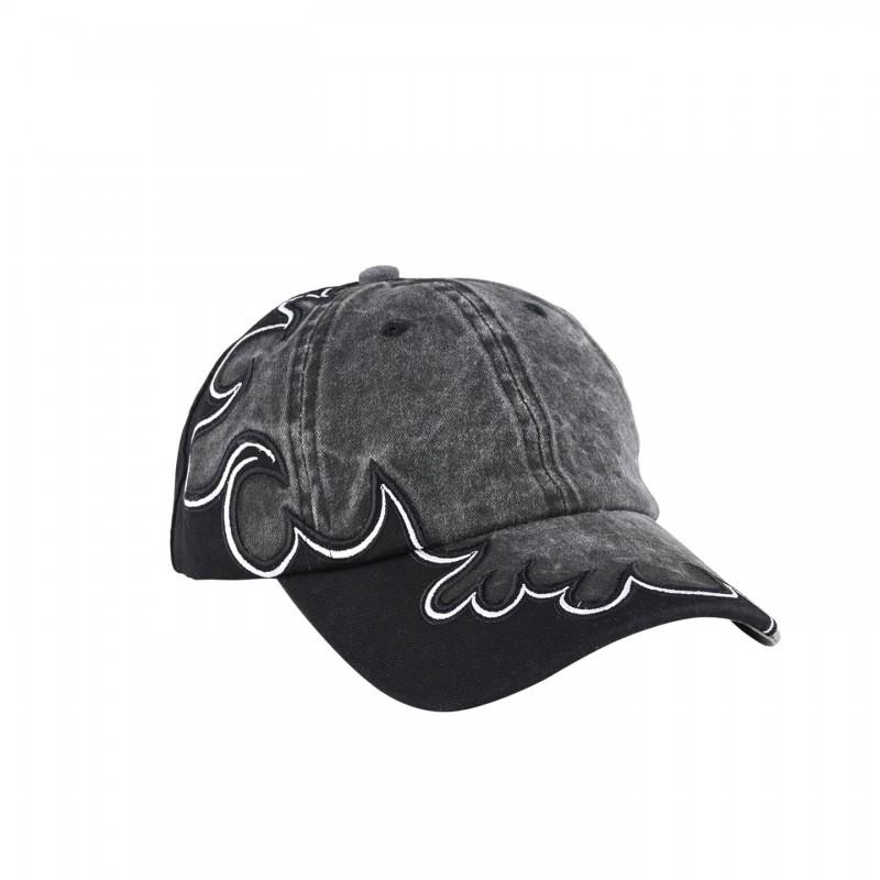 Unisex Streetwear Flame Embroidery Baseball Cap Adjustable Wide Brim Sun Hat Fall