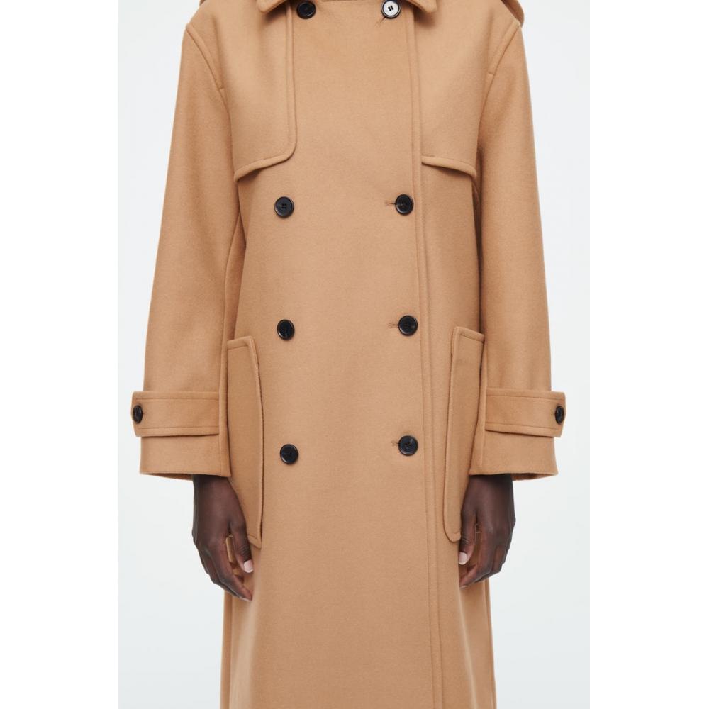 COS Японское шерстяное дафлкот с капюшоном