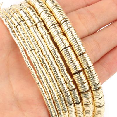 Светлые позолоченные бусины из гематита из натурального камня, плоские круглые рондели, свободные бусины-разделители для изготовления ювелирных изделий, браслет «сделай сам», 2/3/4/6 мм