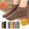 Women's Autumn Winter Thickened Warm Fleece Socks Lace Ankle Socks Non-slip Floor Socks