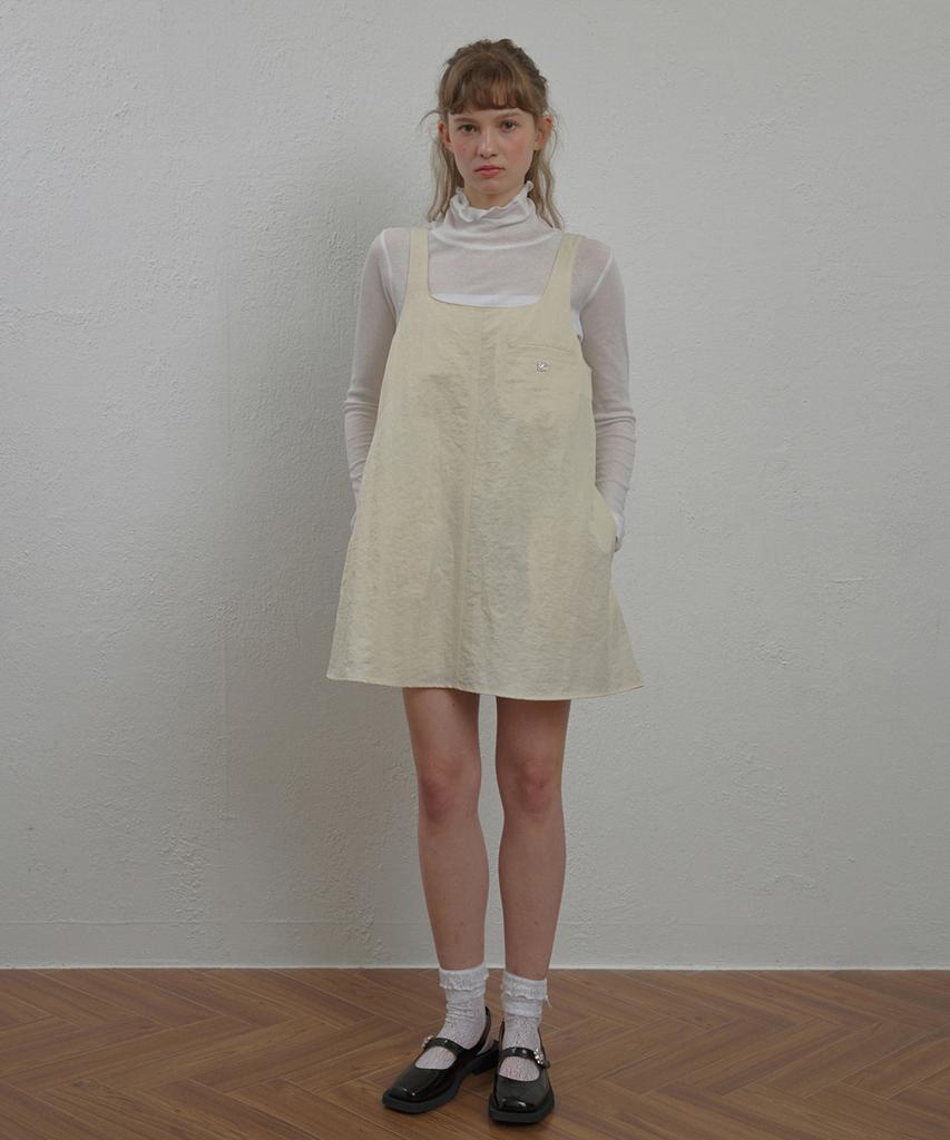 Ceme Glossy Square Dress - Ivory