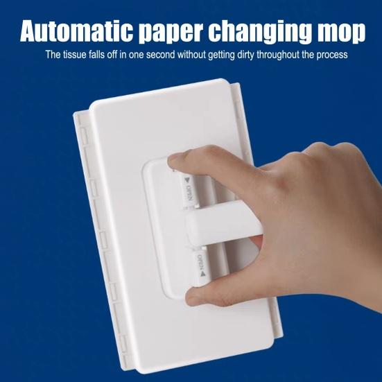 Мини-швабра Snap Grip Zero Touch со сменной тканью, ленивая швабра, швабра с длинной ручкой и плоской головкой с фиксацией, со шваброй для подметания для влажной и сухой уборки дома, ванной комнаты