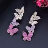 WWJ Модные разноцветные серьги-подвески в форме бабочки с вымощением крошечных циркониевых серег
