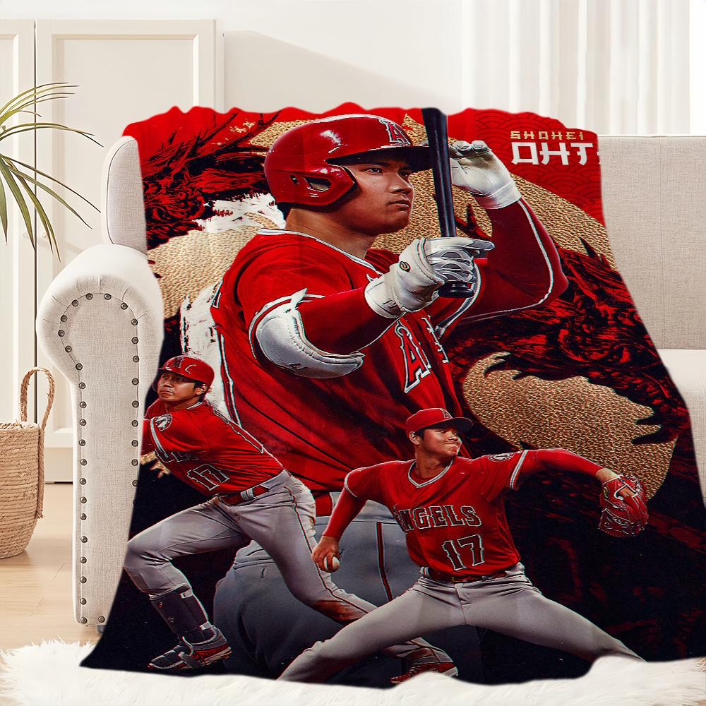 Baseball Player Star Blanket Plush Nap S-Shohei Sofa rug for O-Ohtani Living Room Office Bedroom Birthday Home Travel Kid Gifts