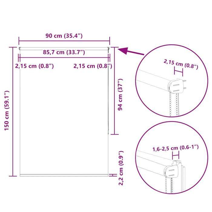 VidaXL Roller Blind Blackout Off-white 90x150cm Fabric Width, Day and Night Blind, Kitchen Blind, Blind 4011646