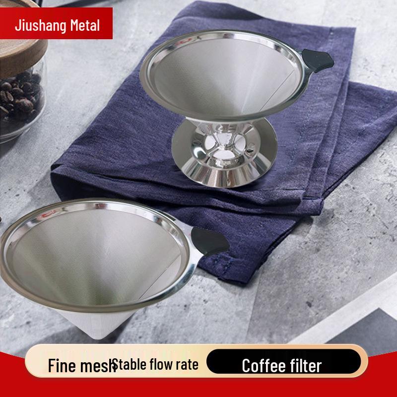 Двухслойная воронка-фильтр для кофе пуровер из нержавеющей стали - Безбумажная капельная
