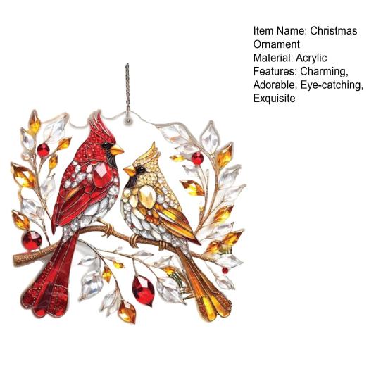 Красная птица Ловец солнца Витражная птица Пара Окно Стена Дверь Подвесное украшение Памятные подарки для женщин Пар Любителей птиц