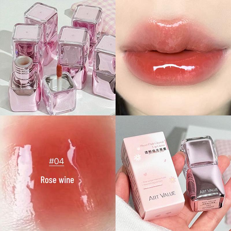 Art Value Pink Shimmer Mirror Lip Gloss: Long-Lasting, Plumping, Age-Defying Spring/Summer Lipstick.