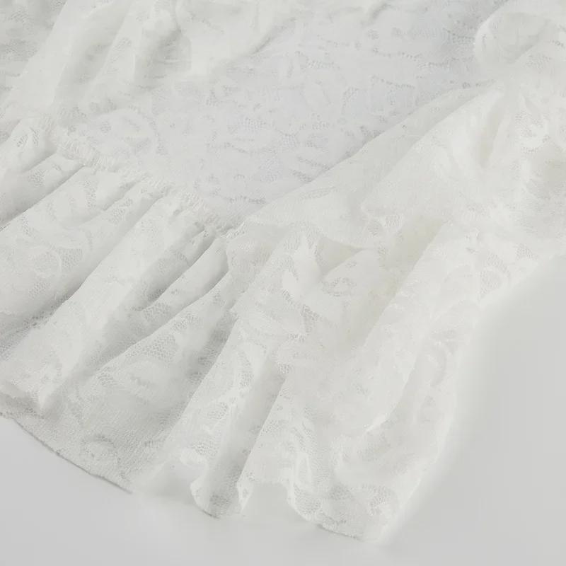 2024 Elegant Lace Slit Skirt with Bowknot & Ruffles