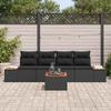 Garden Sofa Set with Cushions 5 pcs Black Poly Rattan
