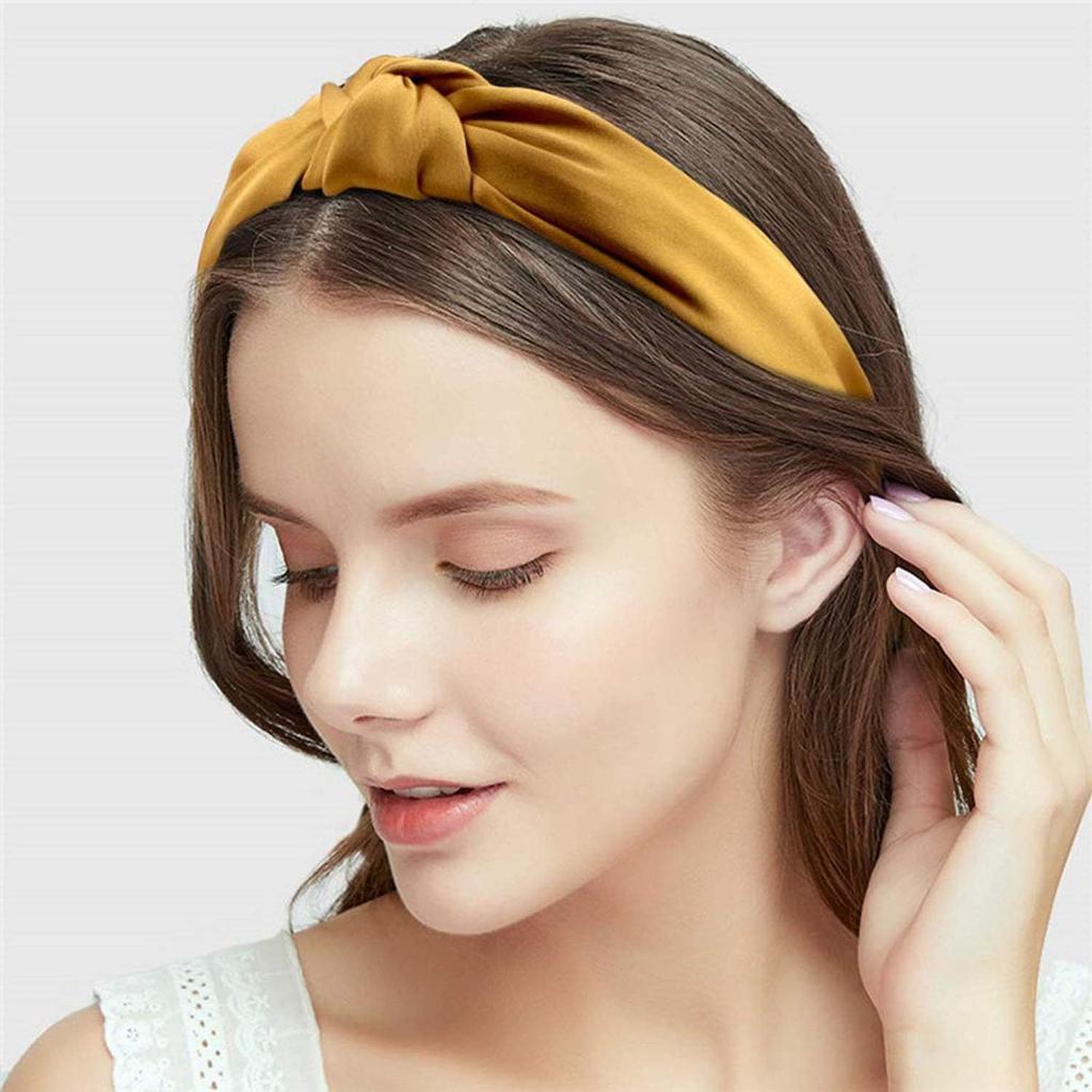 Popular Solid Color Satin Headband Simple Cross Knotted Headband Women'S Temperament Small Fresh Hair Accessories